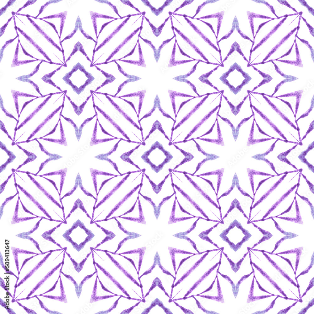 Fototapeta premium Tiled watercolor background. Purple adorable