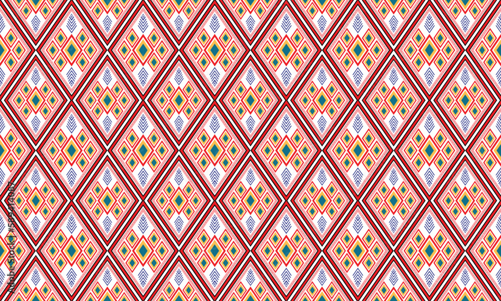 Ikat ethnic vector abstract beautiful art. Ikat seamless pattern for background,fabric,wrapping,clothing,wallpaper,Batik,carpet,embroidery style