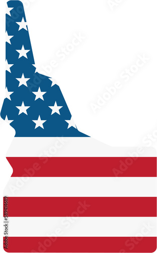 outline drawing of idaho state map on usa flag. photo