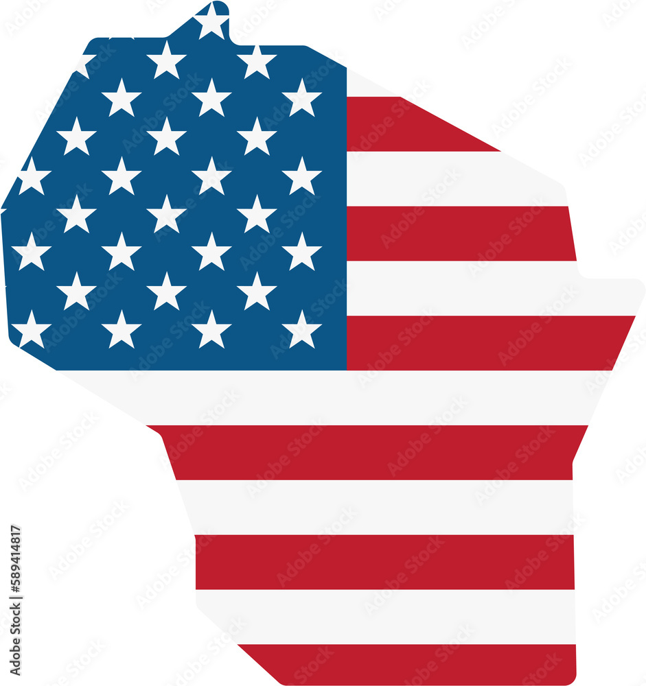Fototapeta premium outline drawing of wisconsin state map on usa flag.
