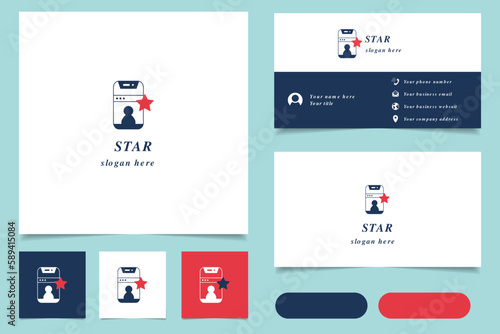 Star logo design with editable slogan. Branding book and business card template.