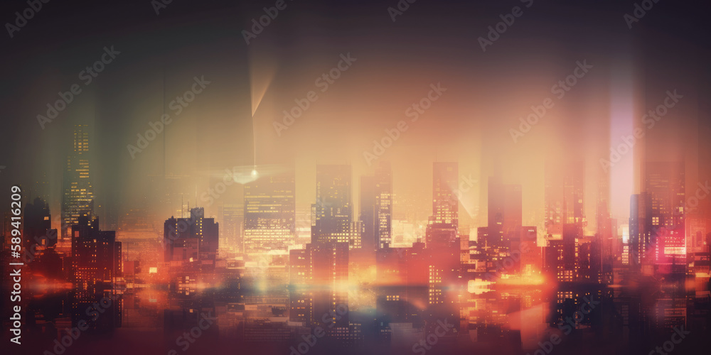 Abstract night light city , Generative Ai