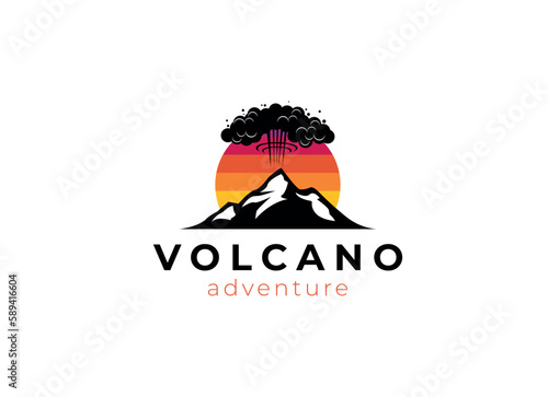 Eruption Volcano Mountain Logo Design Template. Volcano Vector Logo