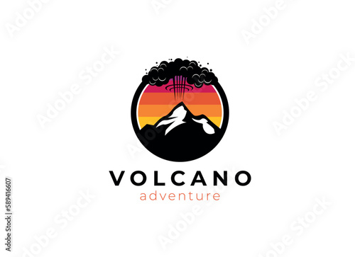 Eruption Volcano Mountain Logo Design Template. Volcano Vector Logo