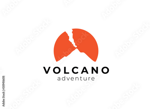 Eruption Volcano Mountain Logo Design Template. Volcano Vector Logo