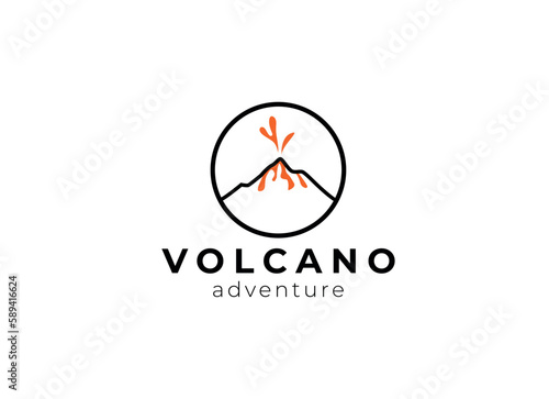 Eruption Volcano Mountain Logo Design Template. Volcano Vector Logo