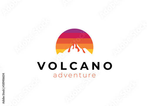 Eruption Volcano Mountain Logo Design Template. Volcano Vector Logo