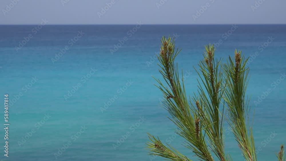 Greece Beach with Blue Waves Crashes on Seashore, Seascape View in Summer 4K Greece Beach with Blue Waves Crashes on Seashore, Seascape View in Summer 4K