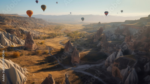 Air ballon background. Illustration AI Generative.