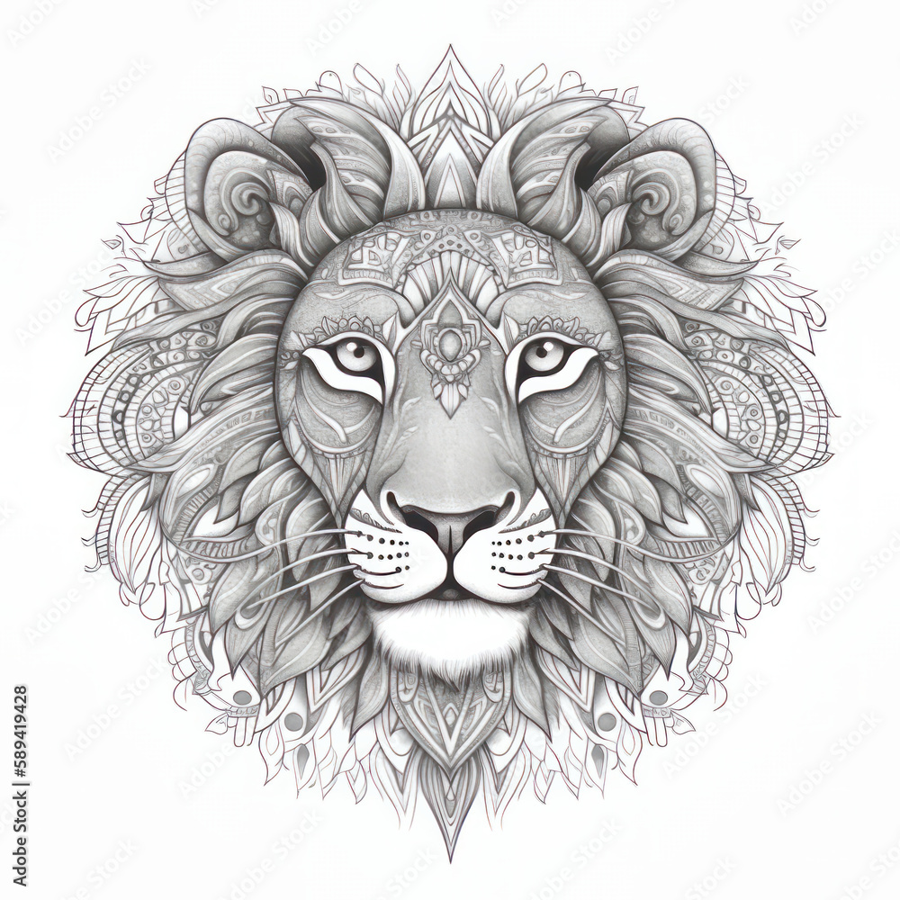 Lion in mandala style. Illustration AI Generative. Lion in mandala style. Illustration AI Generative.