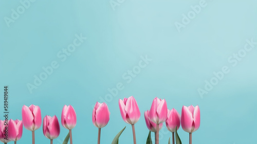 Tulip flowers background. Illustration AI Generative.