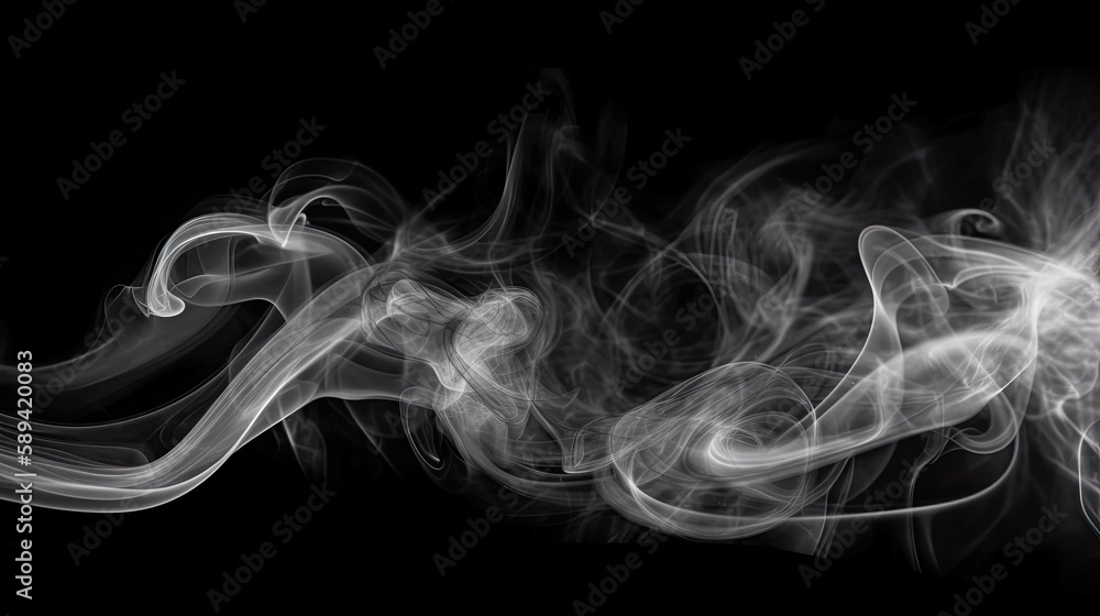 Abstract Fog or Smoke on Black Background for Logo Wallpaper or Web Banner (AI Generated)