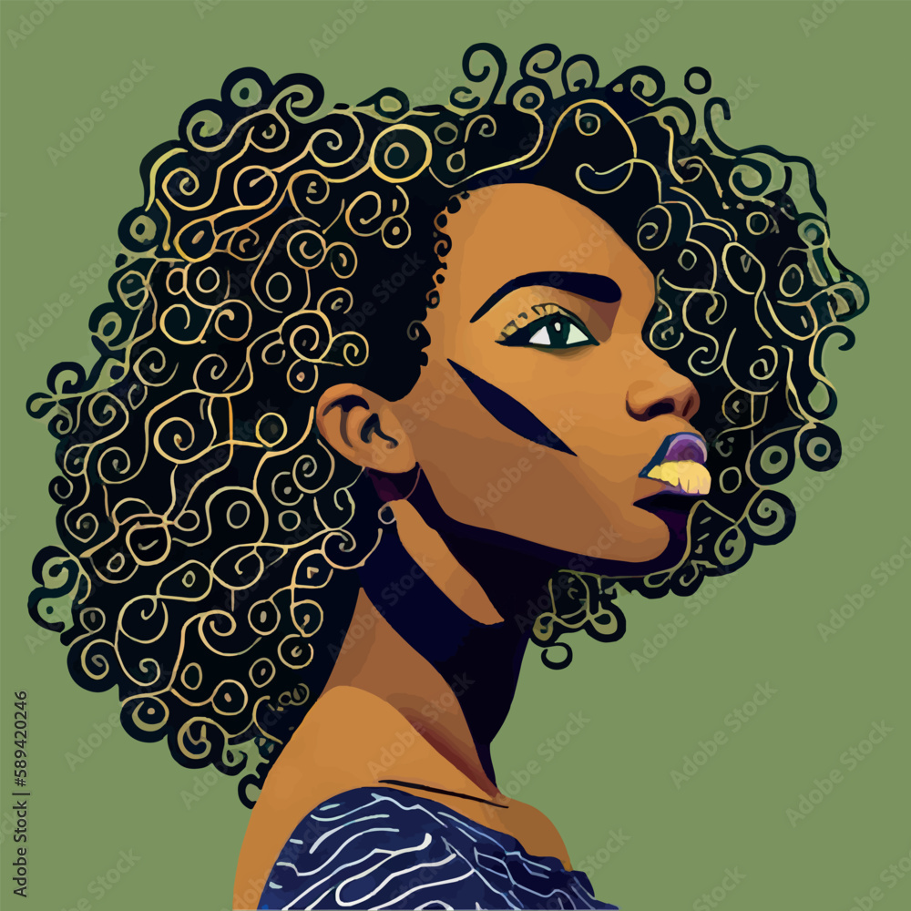 black-afro-african-american-girl-woman-lady-vector-illustration