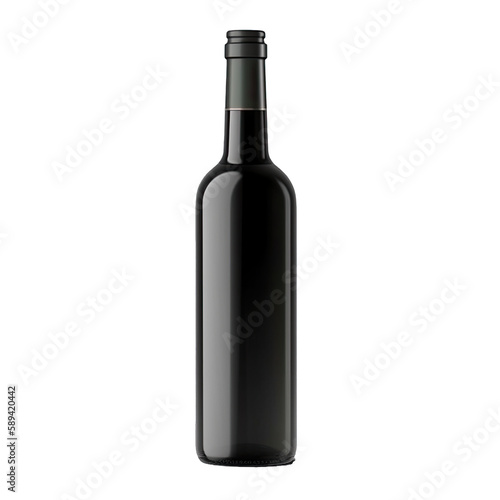 bottle of wine on transparent background , ai generated