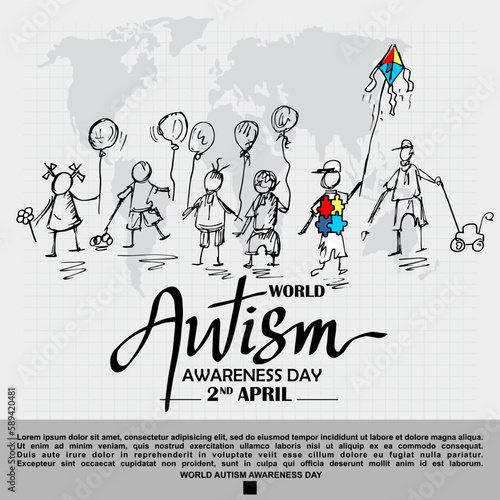World Autism awareness day, poster and banner vector