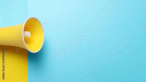 Yellow megaphone background. Illustration AI Generative.