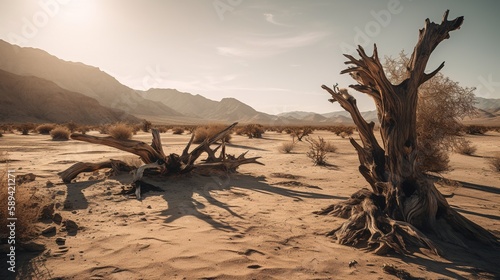 Dead trees in the Namib Desert, Namibia, Africa.Generative Ai © Rudsaphon