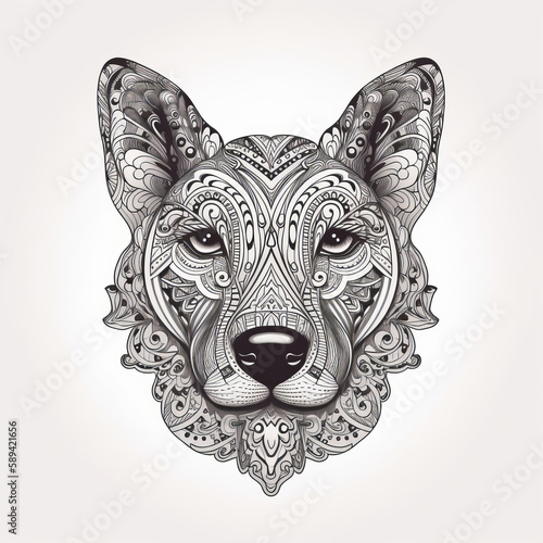 Dog in mandala style. Illustration AI Generative.