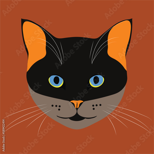 A cat face draw illustration-vector Artwork