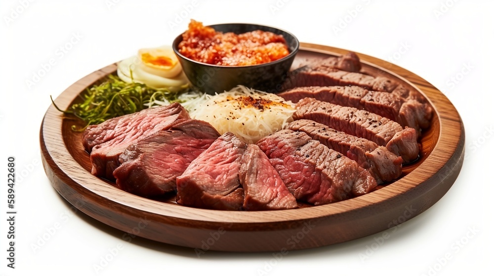 beef steak with vegetables, ribs on a plate, steak on plate beef steak with vegetables, ribs on a plate, steak on plate
