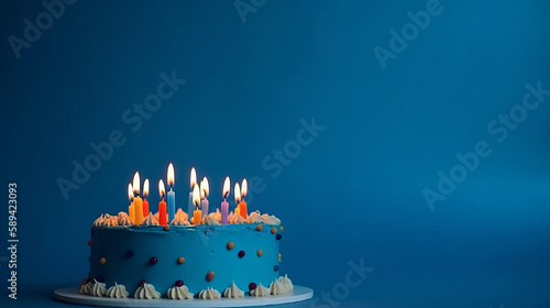 Birthday cake minimal background. Illustration AI Generative.