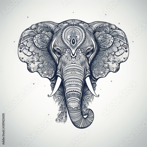Elephant in mandala style. Illustration AI Generative.