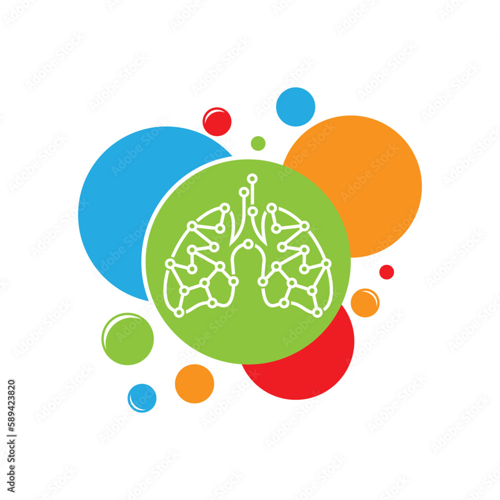 Lungs tech logo vector icon design Lungs tech logo vector icon design