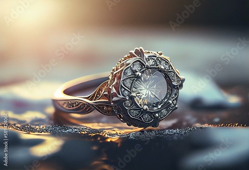 Love Engagement Ring Couple Love Concept. Generative AI