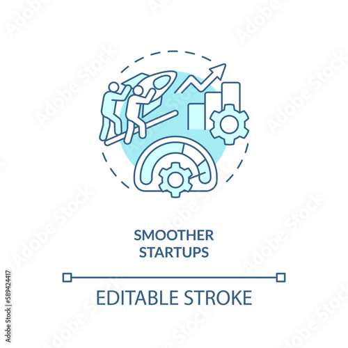 Smoother startups turquoise concept icon. Standardized changeover processes abstract idea thin line illustration. Isolated outline drawing. Editable stroke. Arial, Myriad Pro-Bold fonts used