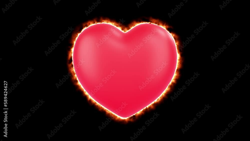 Heart icon surrounded by burning flames. Heart icon surrounded by burning flames.