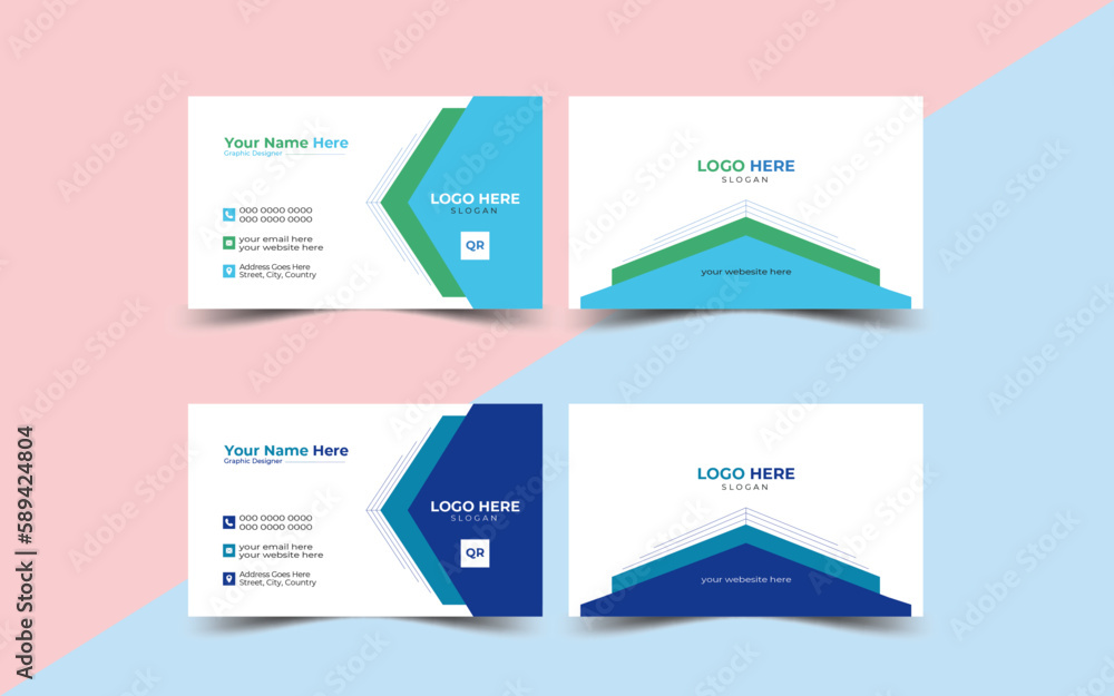 Front and Back View of Business Card, Corporate Business card template vector design, Double-sided creative business card template, creative modern name card and business card. Front and Back View of Business Card, Corporate Business card template vector design, Double-sided creative business card template, creative modern name card and business card.