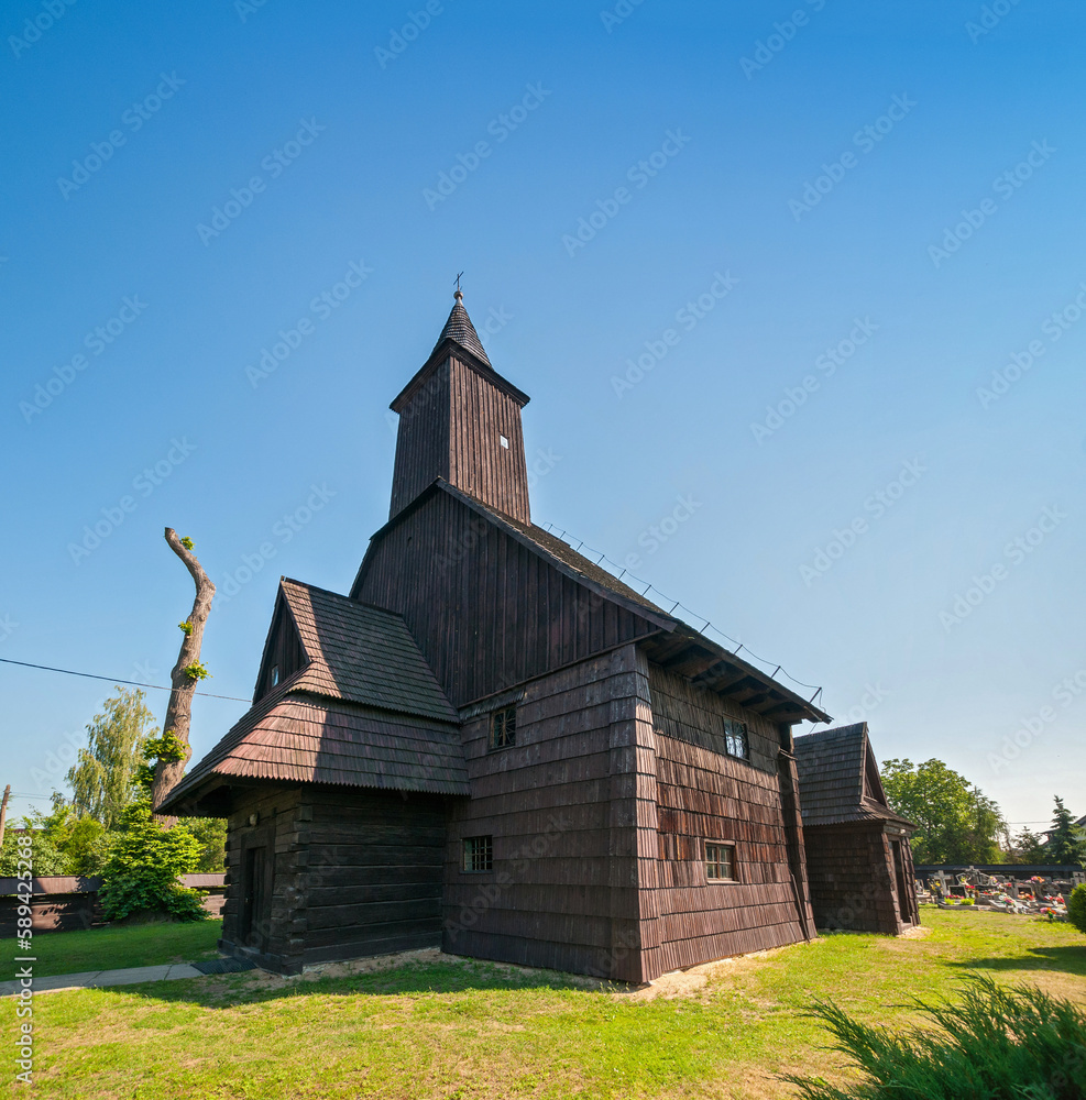 Church of the Nativity of the Holy Virgin Mary in Brzezinki, village in Swietokrzyskie voivodeship. Poland