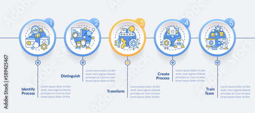 How can you use SMED circle infographic template. Process improvement. Data visualization with 5 steps. Editable timeline info chart. Workflow layout with line icons. Lato-Bold, Regular fonts used