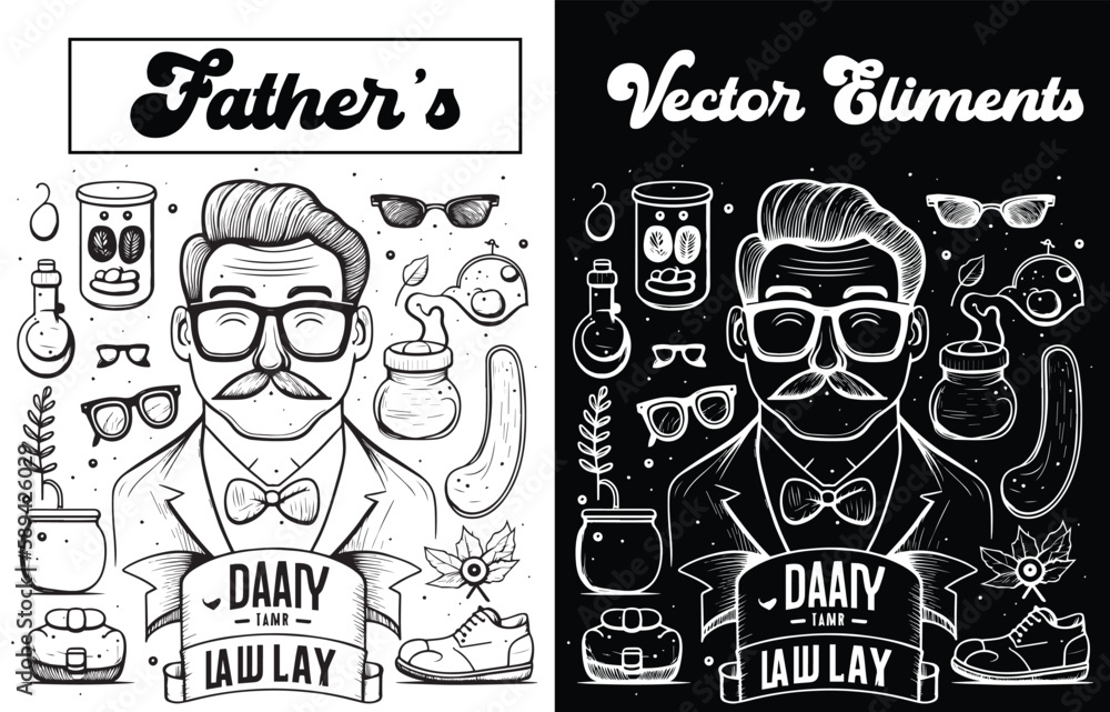 Vector elements for papa, dad, and fathers Day designs, Download vector elements for fathers Day design.