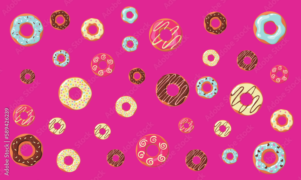 Seamless pattern with donuts. Pink background Seamless pattern with donuts. Pink background