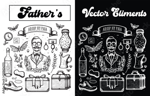 Vector elements for papa, dad, and fathers Day designs, Download vector elements for fathers Day design.