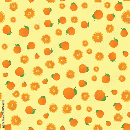 Seamless background pattern with orange vector illustration. Summer fruit seamless pattern design