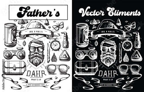 Vector elements for papa, dad, and fathers Day designs, Download vector elements for fathers Day design.