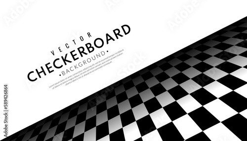 Abstract Checkerboard pattern on white background. Racing and speed or Victory, Success concept. Chess border template. Graphic vector flat design style.