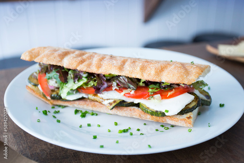 Delicious healthy vegan sandwich with vegetables