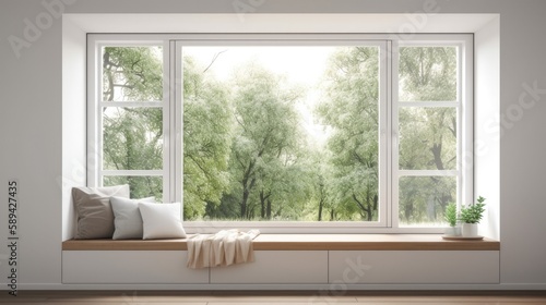 Modern Room. Stylish Interior Design Background. Generative AI. photo
