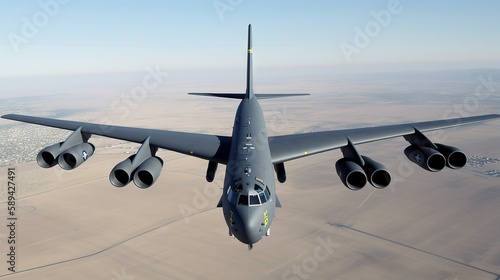 A Top-Side View of the B-52 Stratofortress Military Aircraft in Flight