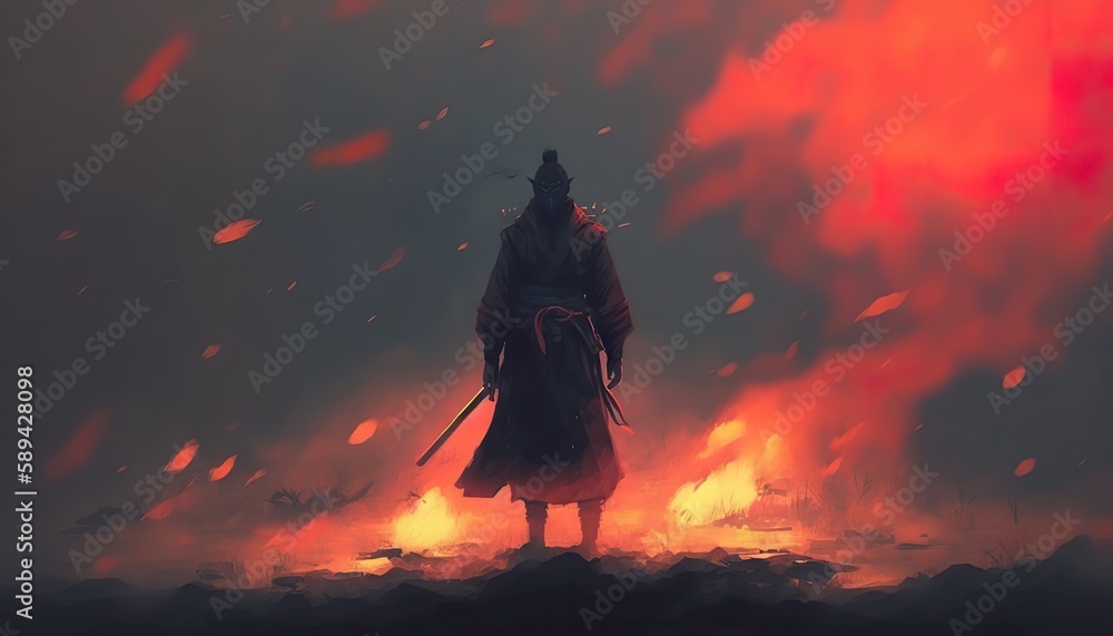 samurai red battlefield (ai generate)