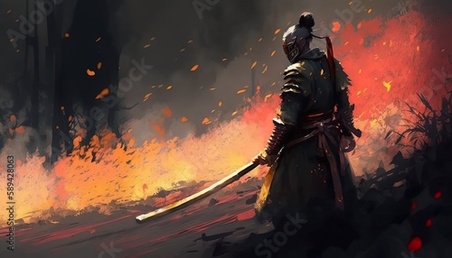 demonic red samurai (ai generate)