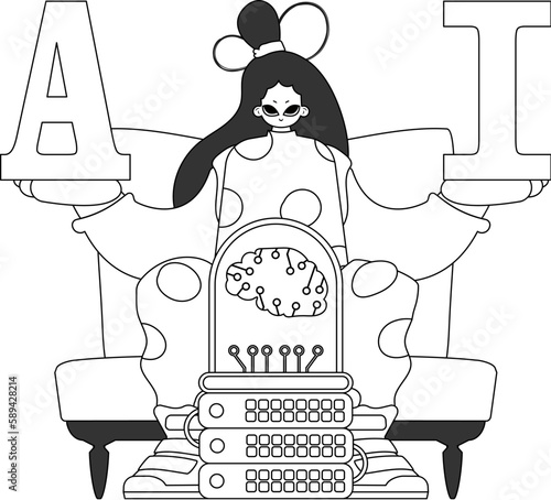 She grasps the representation of AI, focused on vector linear design, in her palms