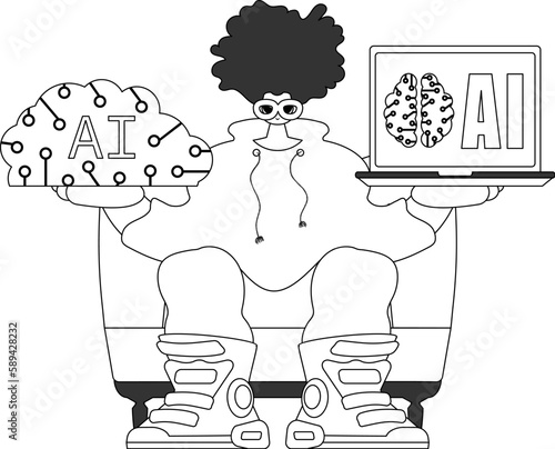 He has a vector linear AI model clasped in his hands