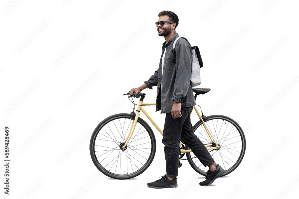 empresário jovem hipster vai trabalhar na bicicleta. conceito de transporte  ecológico 7189761 Foto de stock no Vecteezy