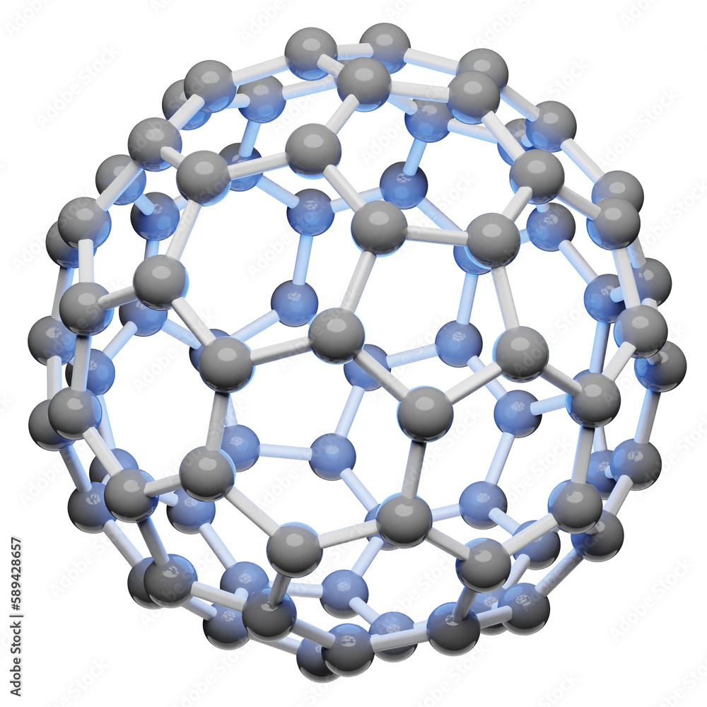 Model of a Fullerene Molecule, allotrope of carbon atoms, round sphere with hexagonal structure, isolated molecular 3D illustration, chemistry or scientific research
Model of a Fullerene Molecule, allotrope of carbon atoms, round sphere with hexagonal structure, isolated molecular 3D illustration, chemistry or scientific research