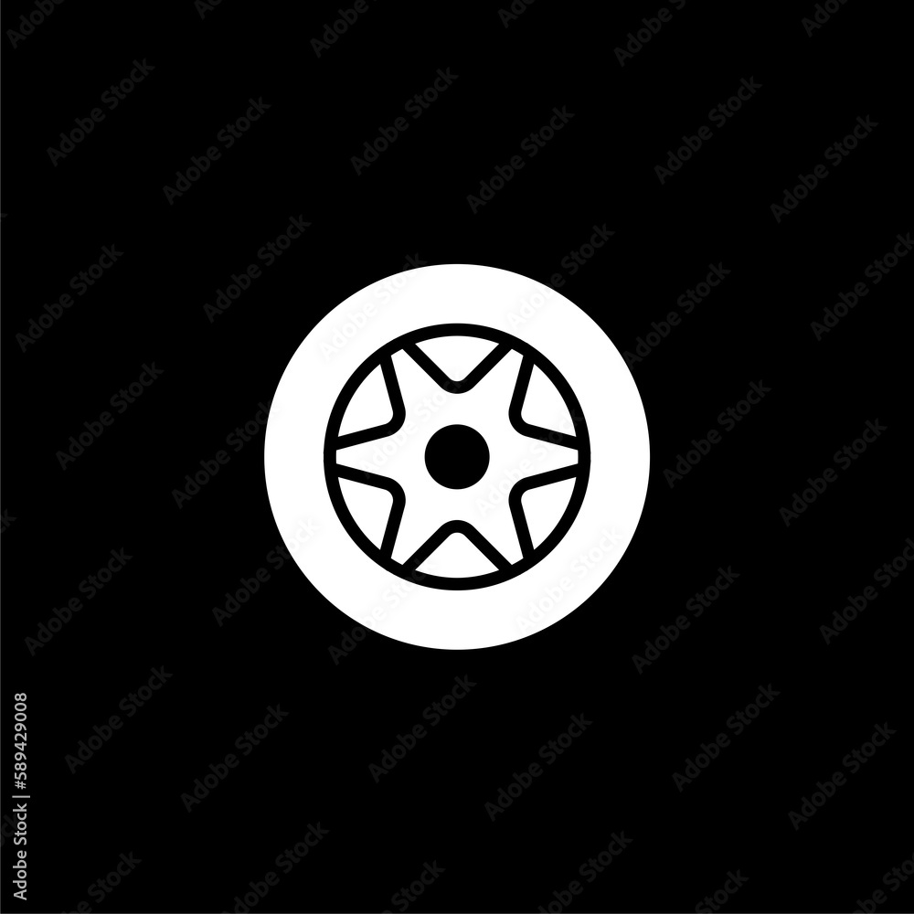 Fototapeta premium Car tire icon isolated on black background