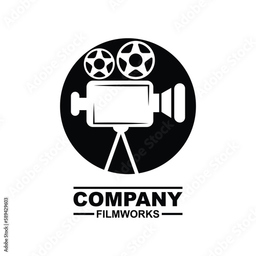 Vintage video camera logo for movie cinema production